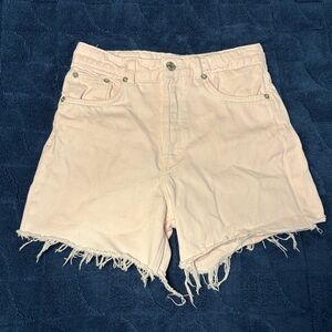 Zara Women Pink Denim Mom Cut Off Shorts
